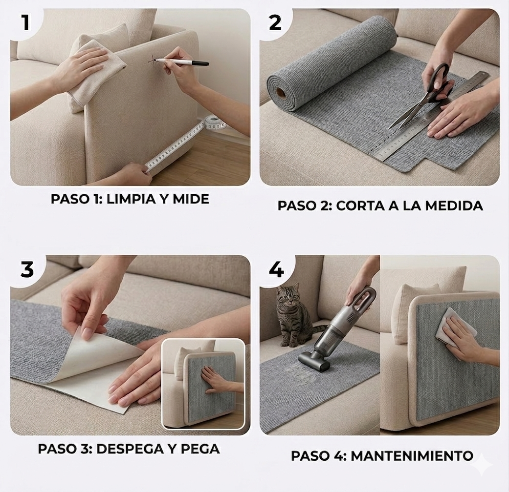 Pasos para instalar la alfombrilla rascadora Mirra